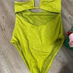 Zara Green One Piece Swimsuit with Scoop Neckline
